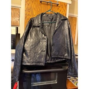 Italian Stone Design Gen Leather Patchwork Jacket Women XL Black Blazer Style